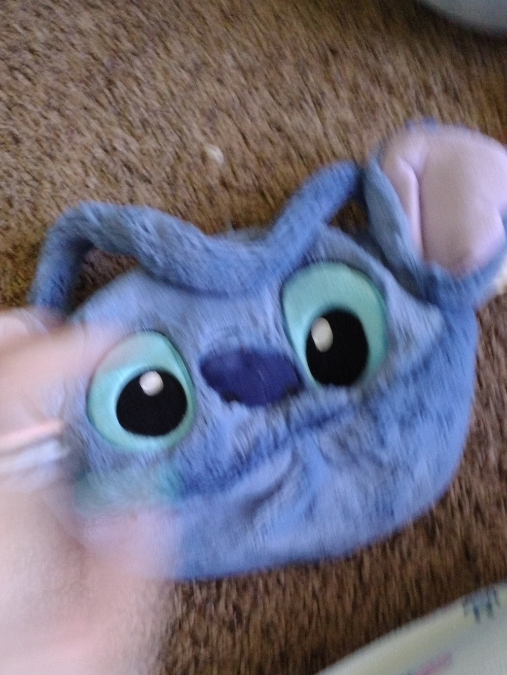 Plush Blue Cat Face Kids Bag with Cute Embroidered Eyes